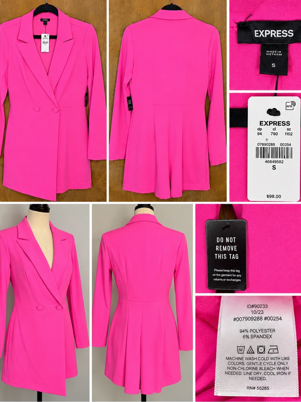 💖 NWT EXPRESS Barbie Pink Blazer Romper Skort | Size Small | Retail $98